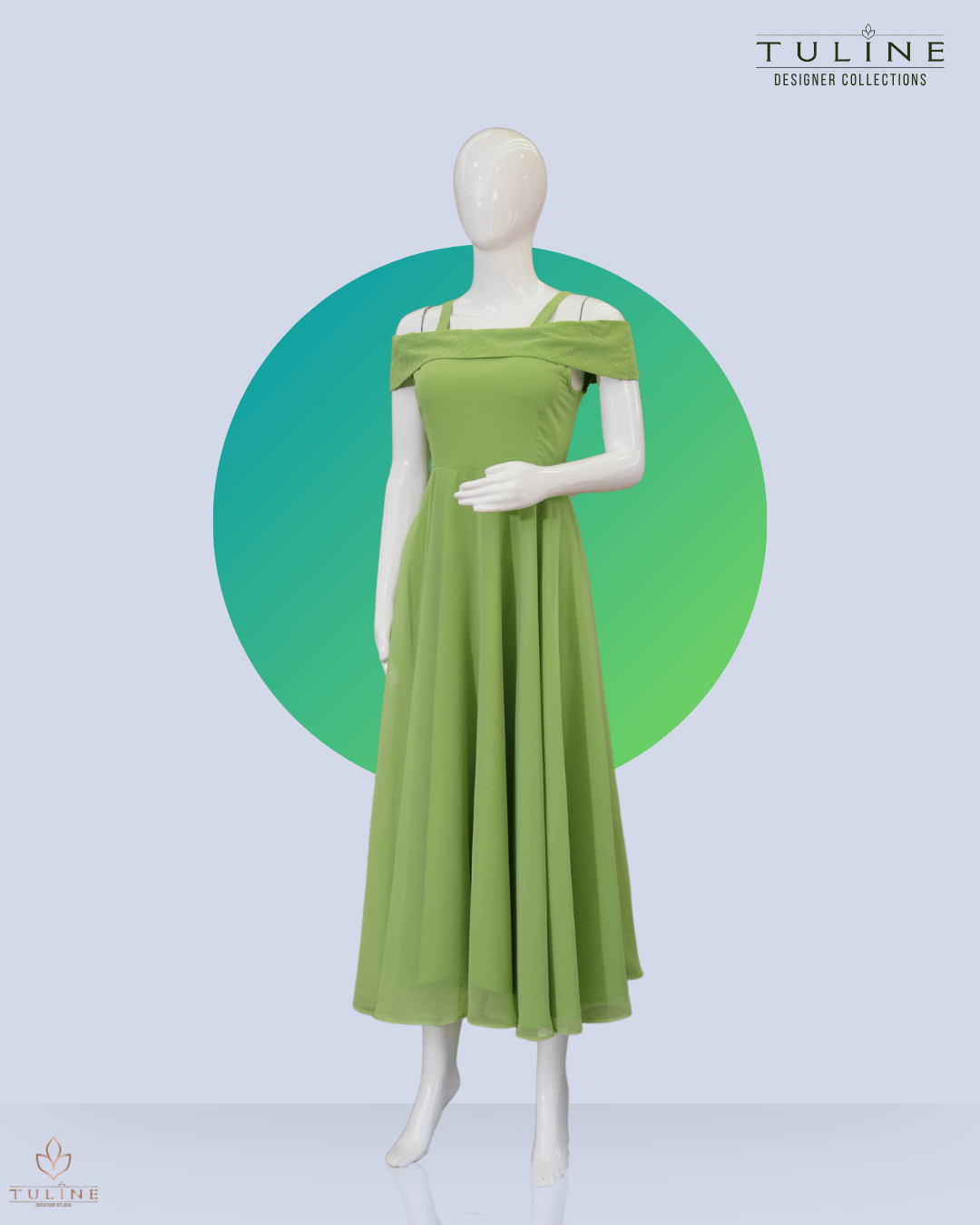 Umbrella Frock in Parrot Green Chiffon - Product Code 10330