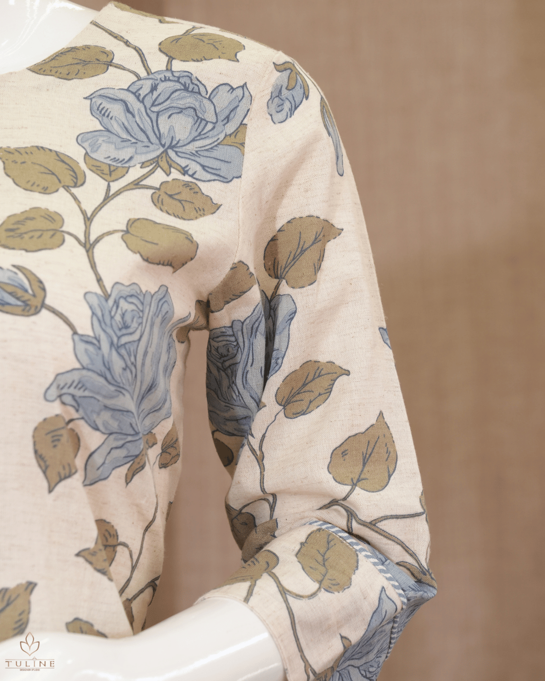Elegant Floral A-Line Cotton Top - Ivory - Product Code 10343