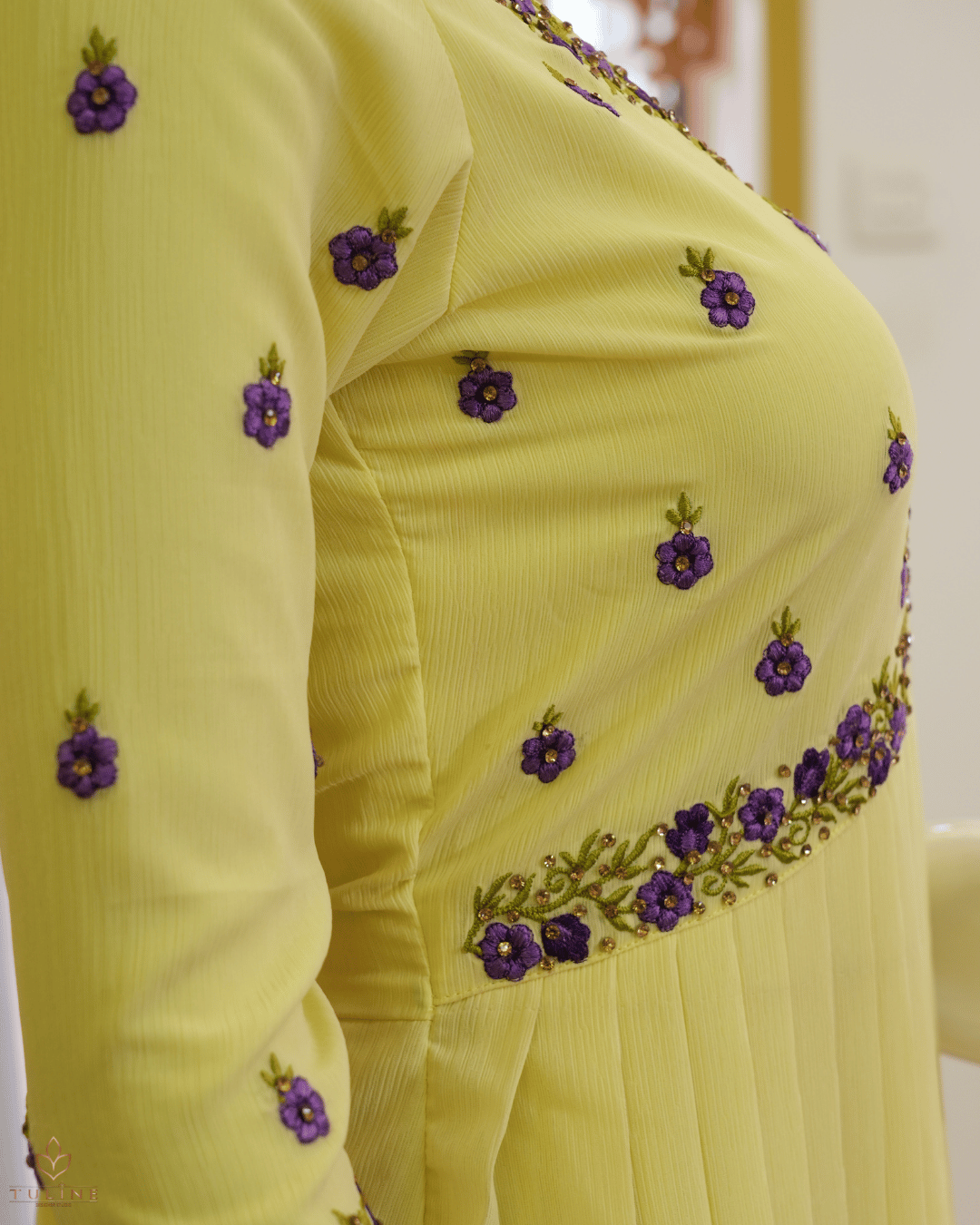 Elegant Violet A-Line Top with Golden Accents - Product Code 10310