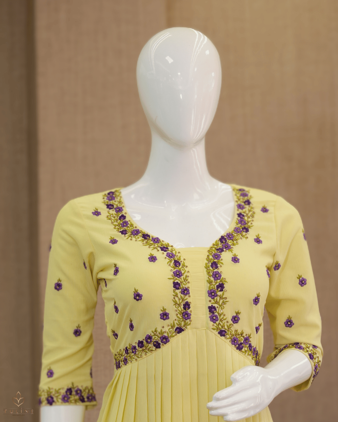Elegant Violet A-Line Top with Golden Accents - Product Code 10310