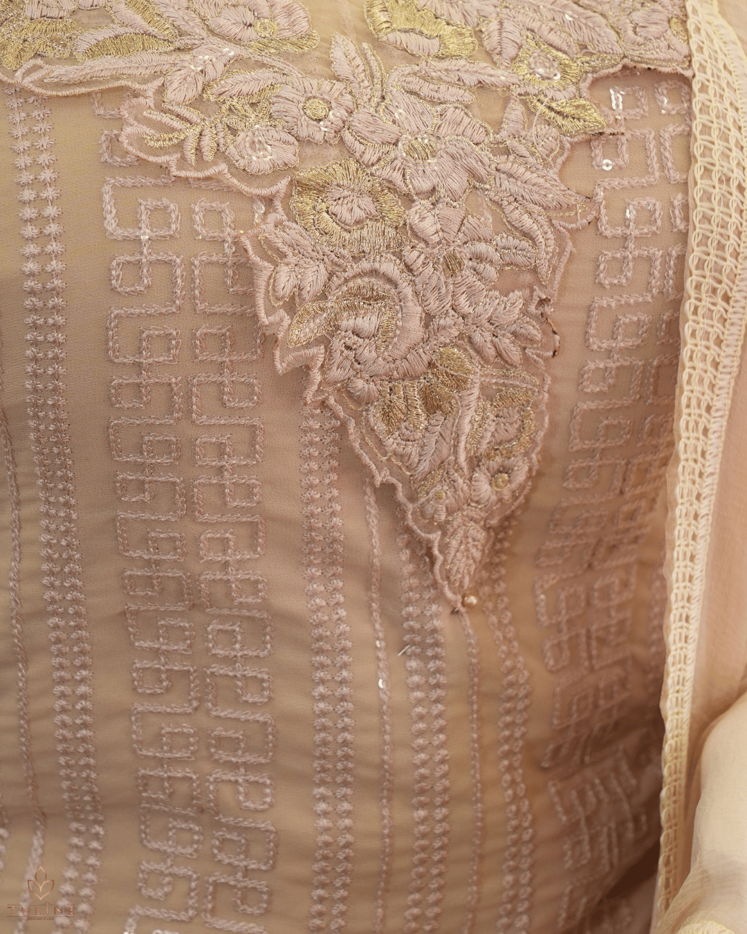 Chiffon Churidar Material - Beige - Product Code 10219