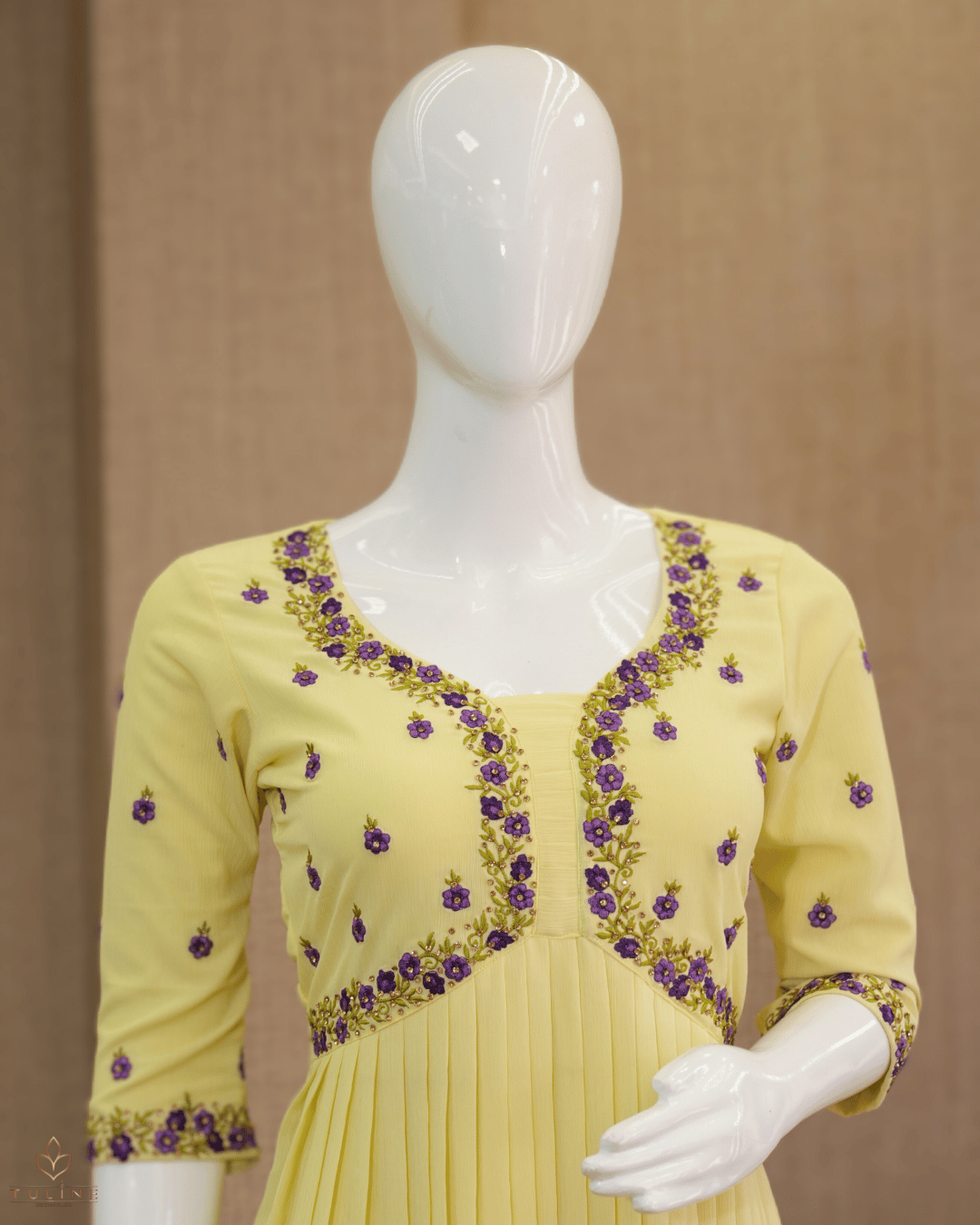 Elegant Violet A-Line Top with Golden Accents - Product Code 10310