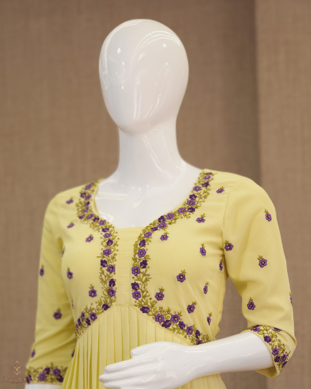 Elegant Violet A-Line Top with Golden Accents - Product Code 10310
