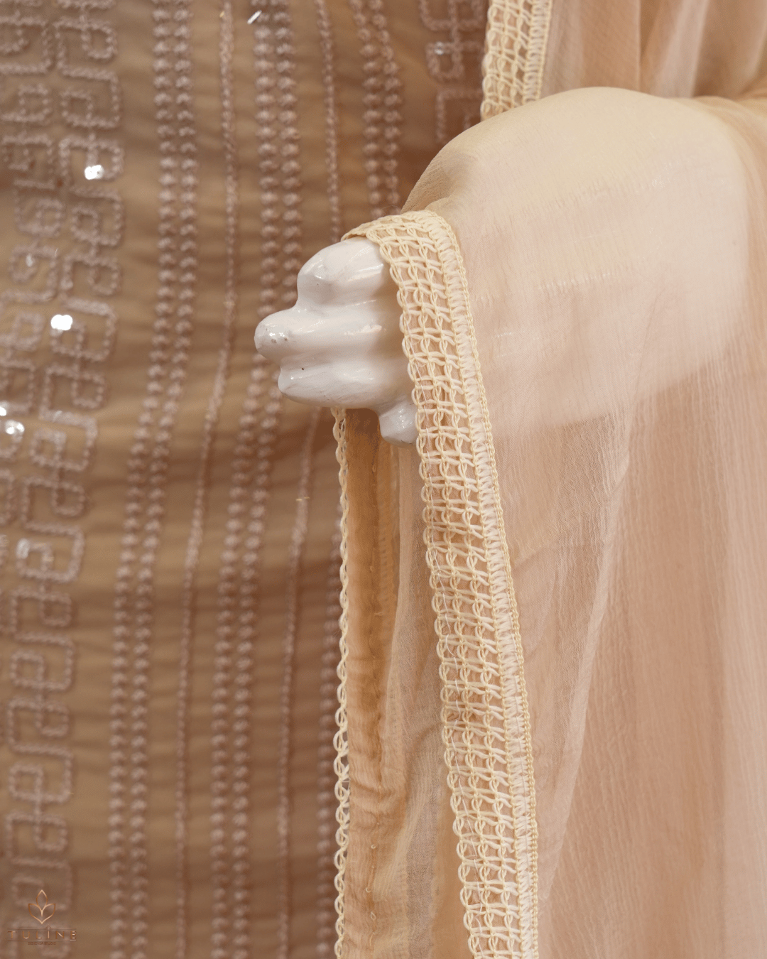 Chiffon Churidar Material - Beige - Product Code 10219