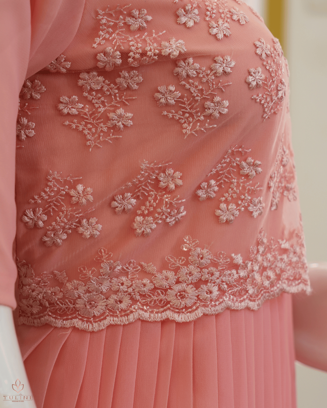 Peach Rose Embroidered Georgette A-Line Top - Product Code 10311