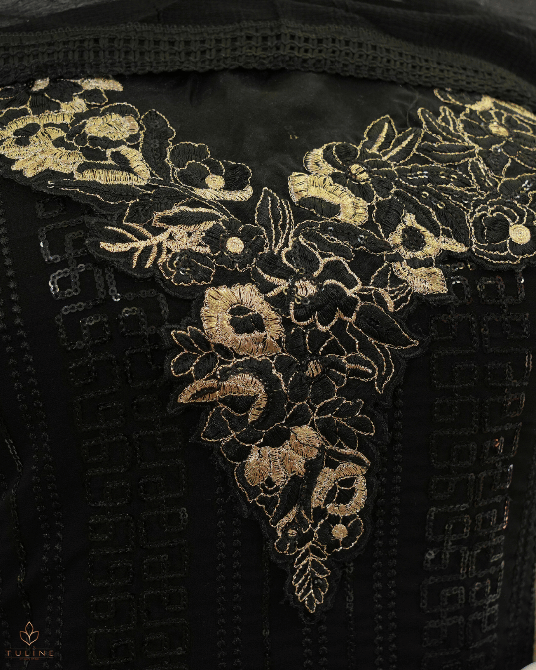 Chiffon Churidar Material - Black - Product Code 10220