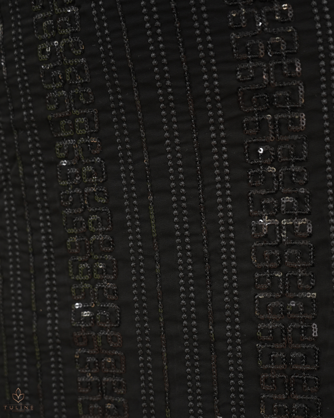 Chiffon Churidar Material - Black - Product Code 10220