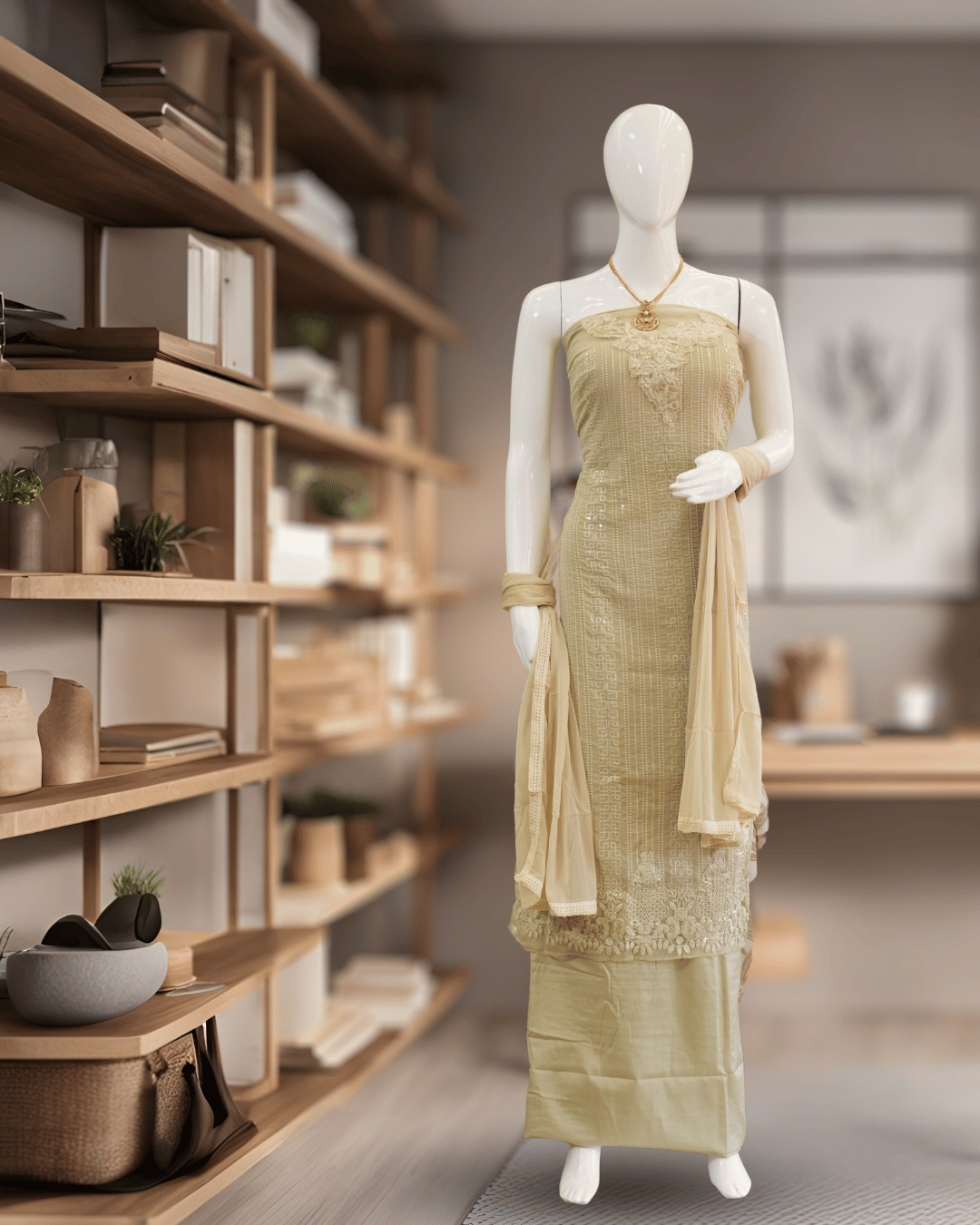 Chiffon Churidar Material - Sand Stone - Product Code 110221