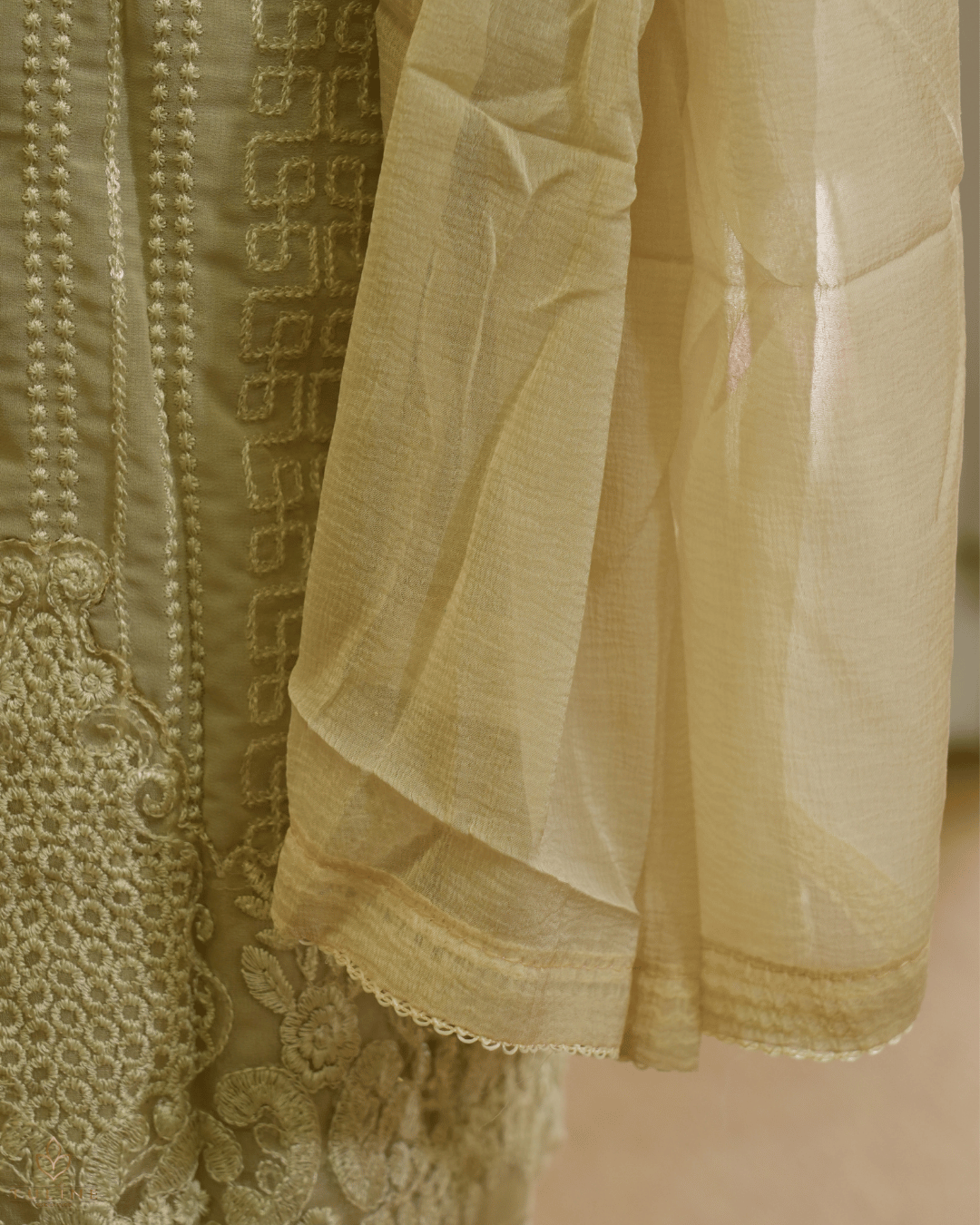 Chiffon Churidar Material - Sand Stone - Product Code 110221