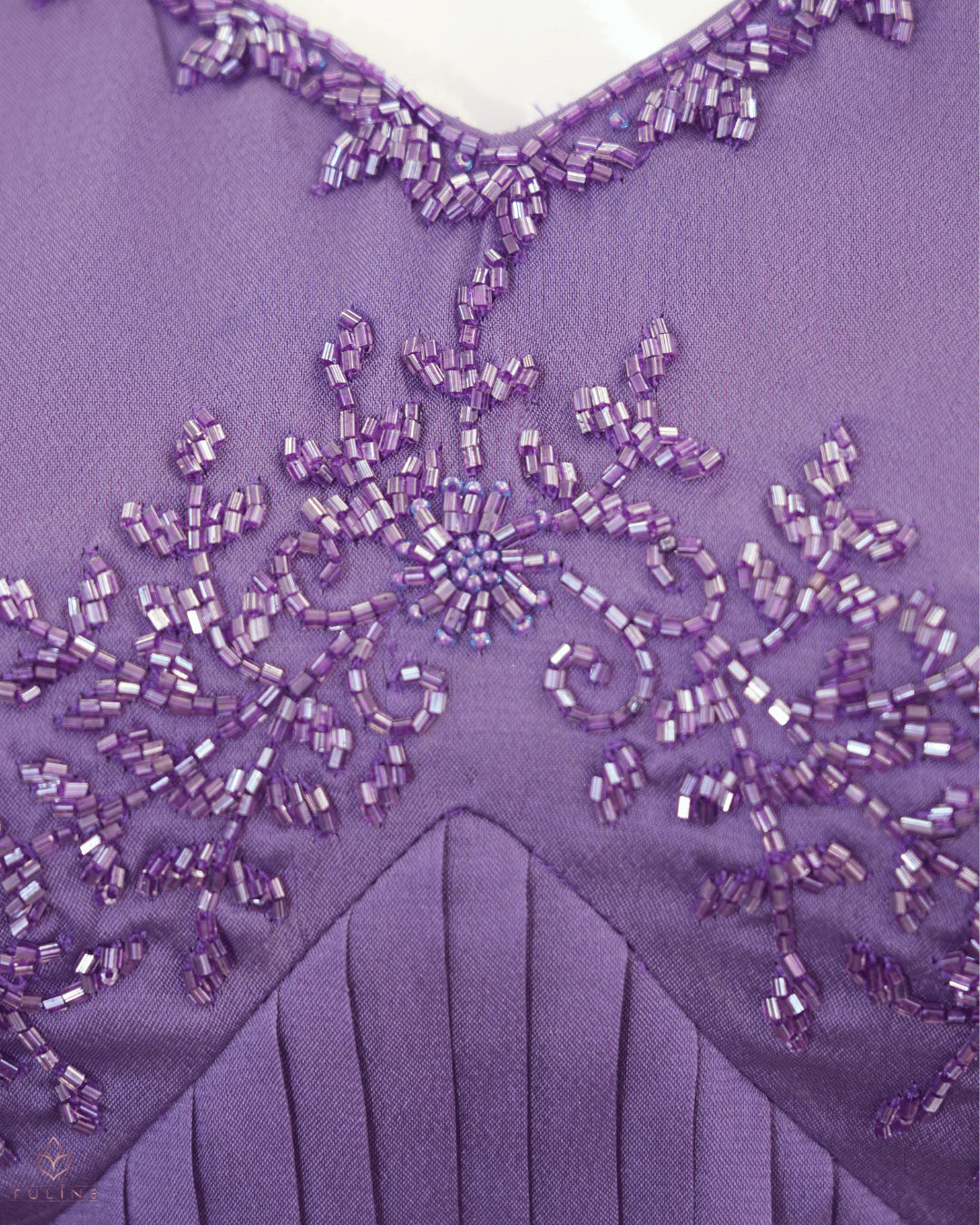 Beaded Yoke Deep Lavender Chiffon Glazing Aliya Top - Product Code 10313