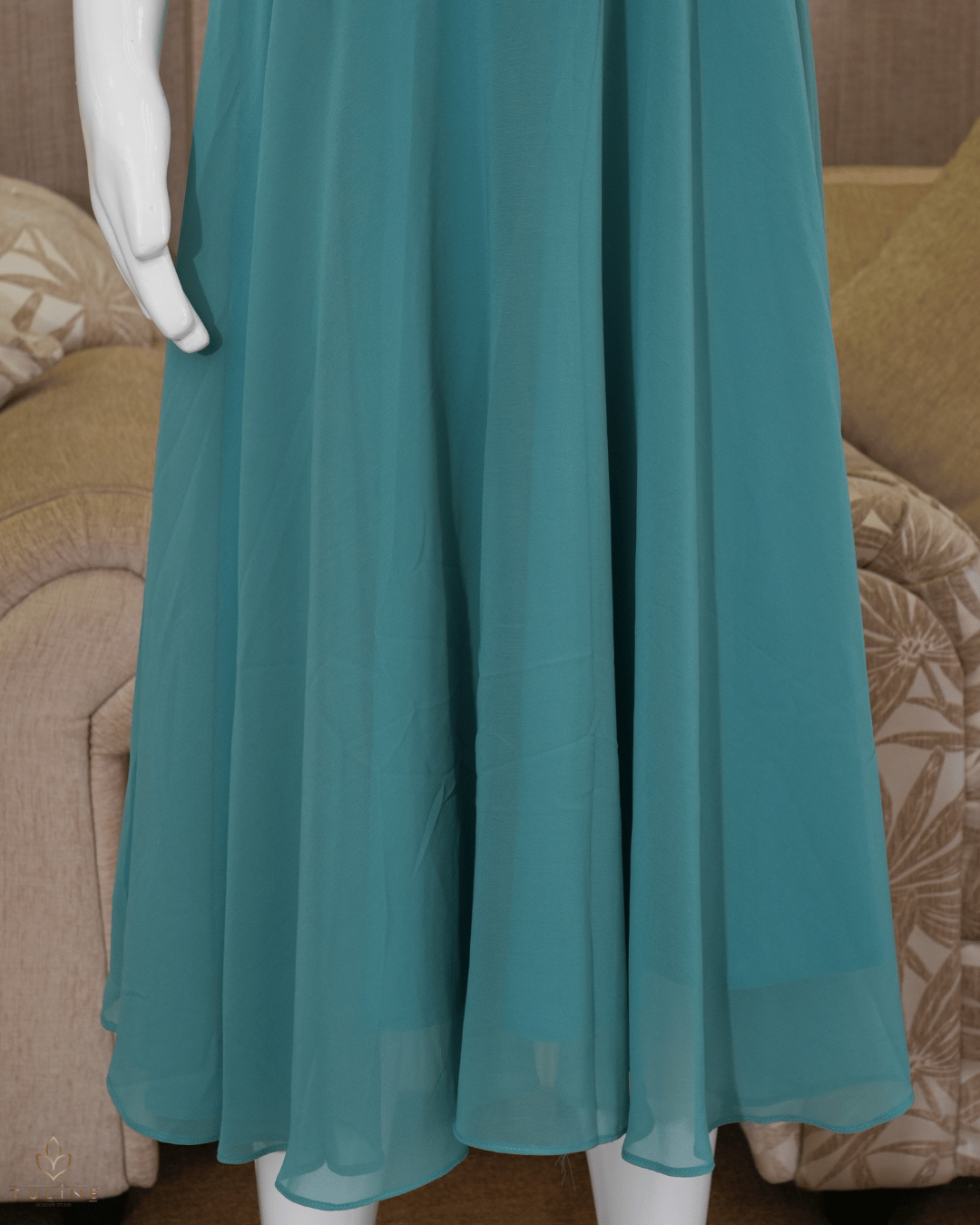 Anarkali in Light Teal Blue Chiffon - Product Code 10331
