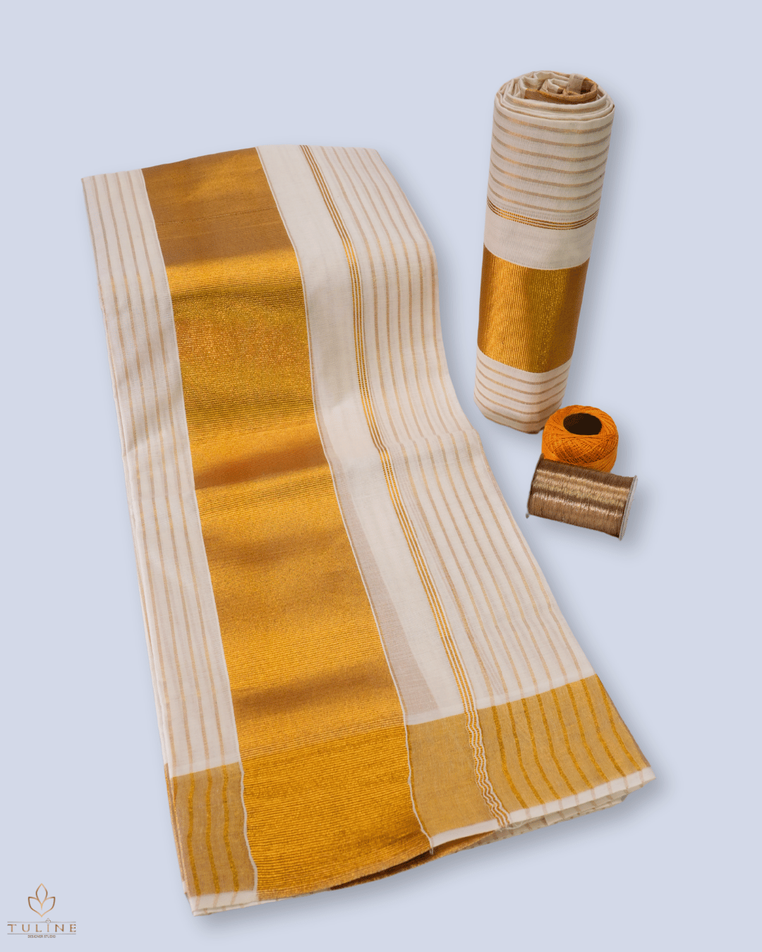 Cotton Set Mundu & Saree - Cream - Product Code 10049