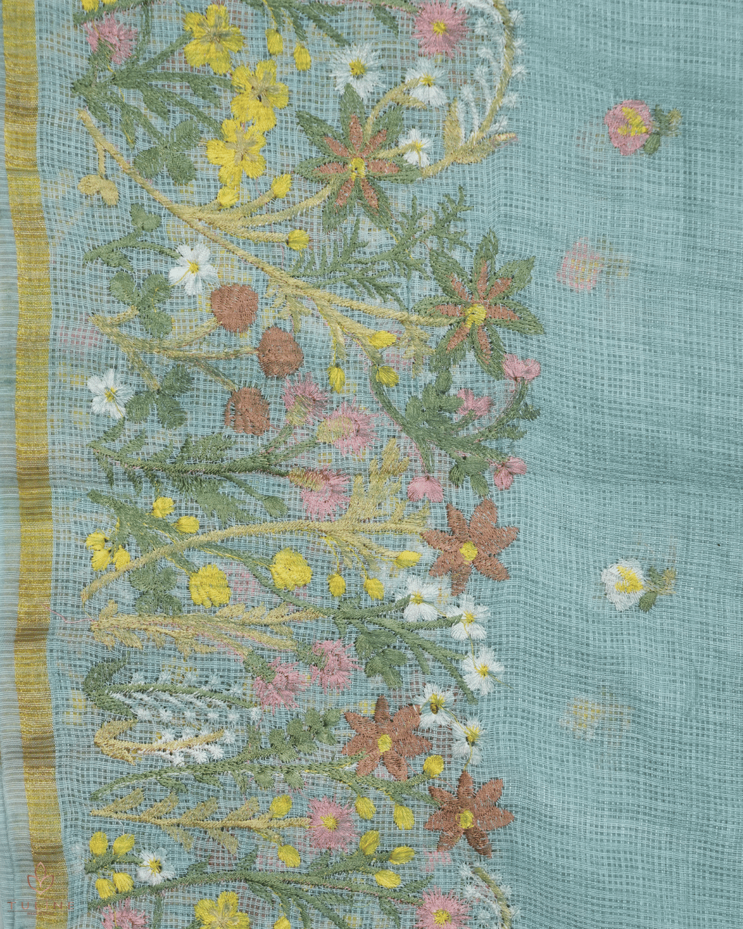 Net Cotton Churidar Material - Greyish Green - Product Code 10018