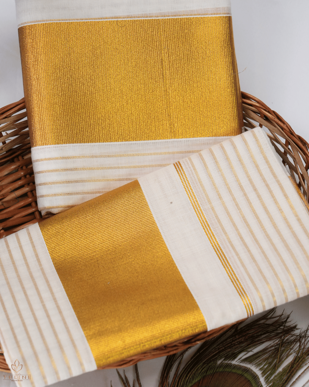 Cotton Set Mundu & Saree - Cream - Product Code 10049