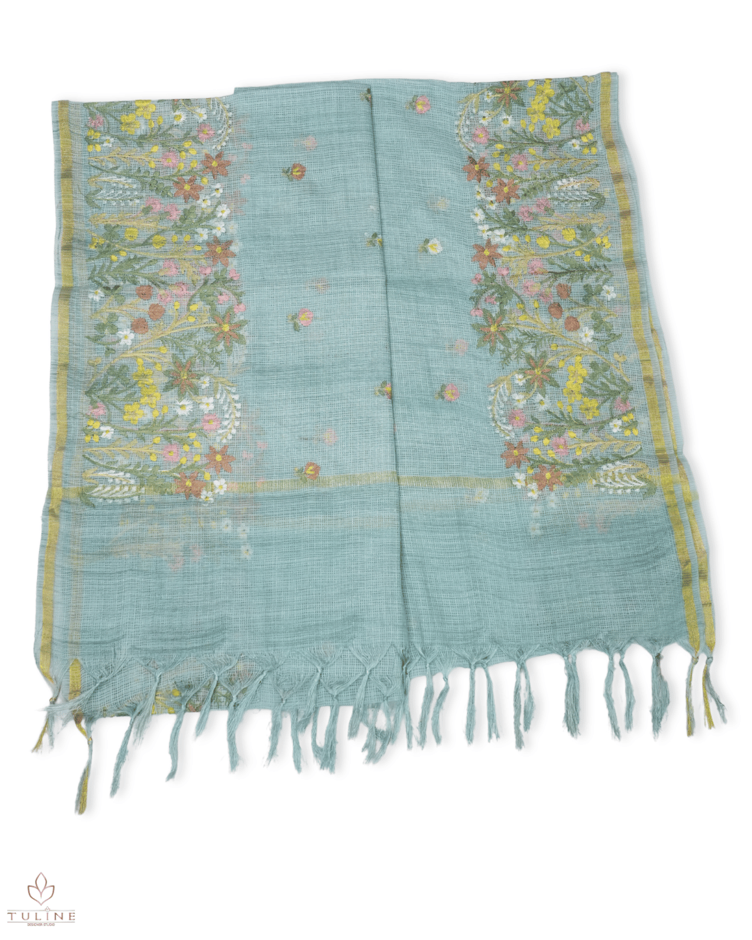 Net Cotton Churidar Material - Greyish Green - Product Code 10018