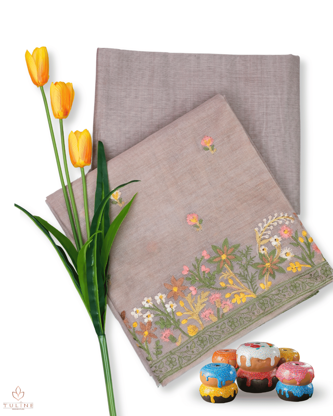 Net Cotton Churidar Material - Light Greyish Pink - Product Code 10019