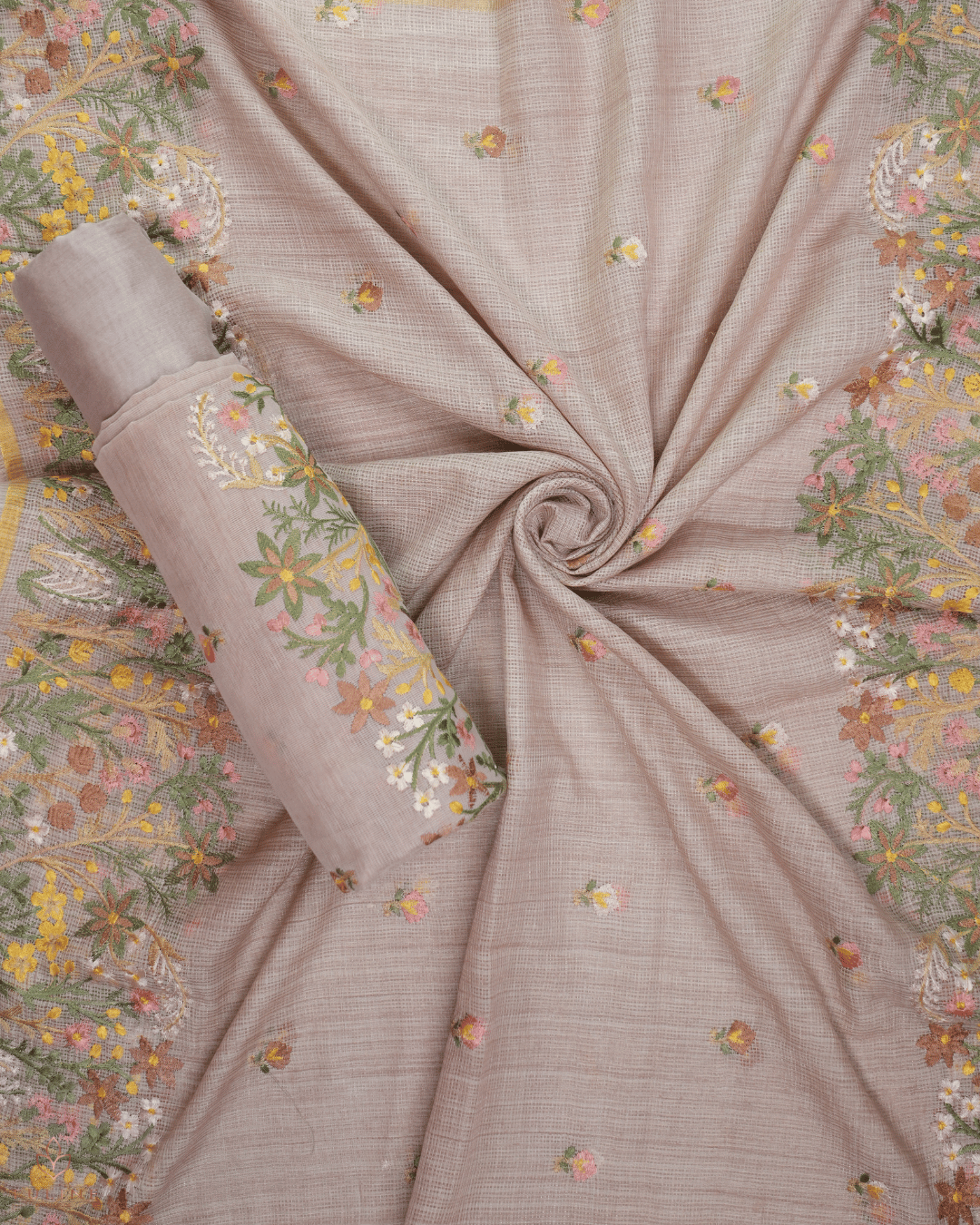 Net Cotton Churidar Material - Light Greyish Pink - Product Code 10019