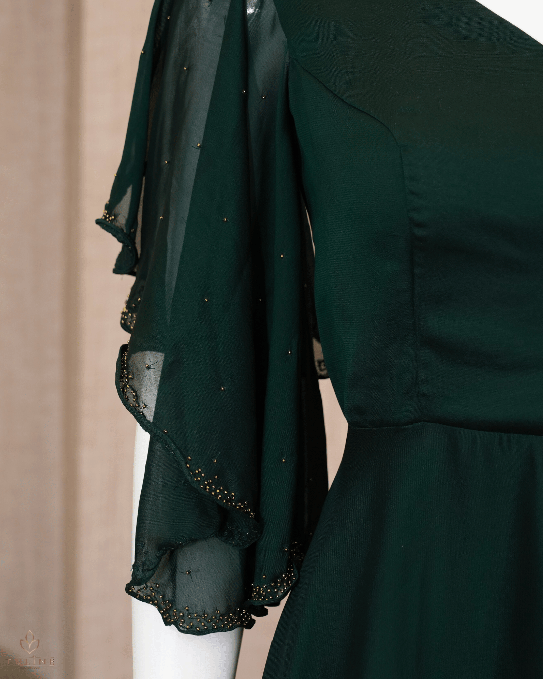 Umbrella Top in Glazing Chiffon- Deep Forest Green - Product Code 10329