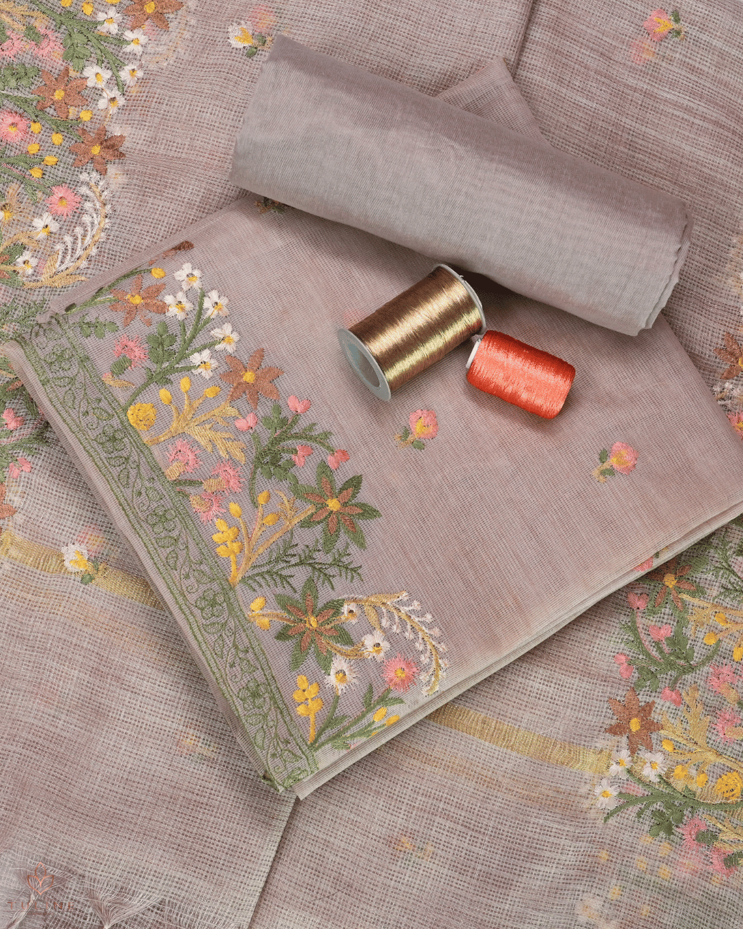 Net Cotton Churidar Material - Light Greyish Pink - Product Code 10019