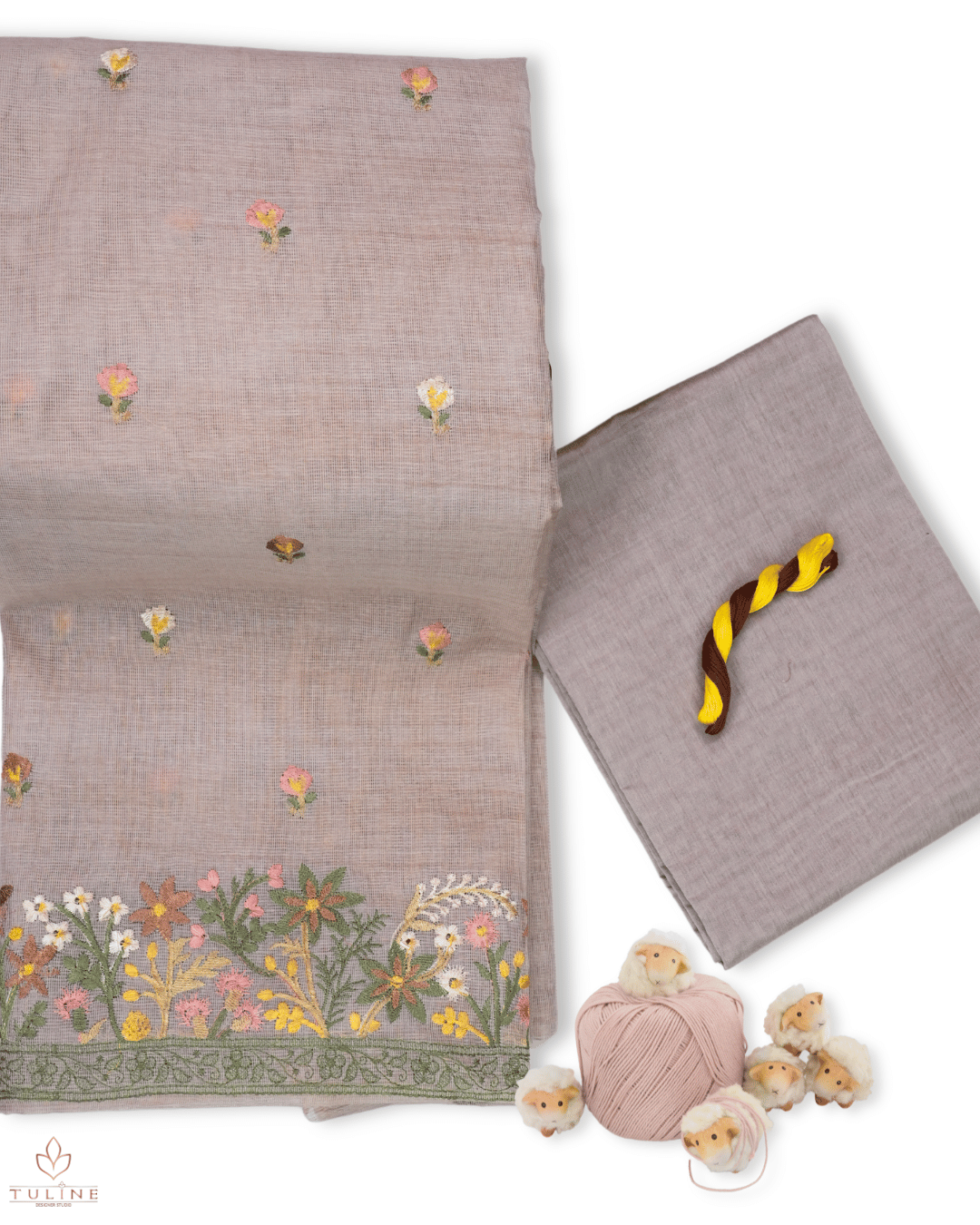 Net Cotton Churidar Material - Light Greyish Pink - Product Code 10019