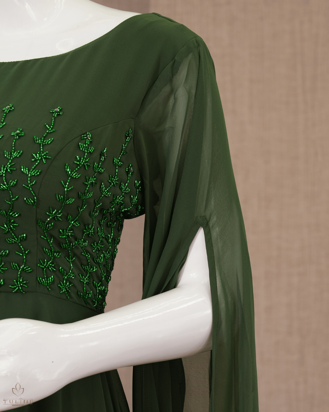 Forest Green Chiffon Gown – Product Code 10334