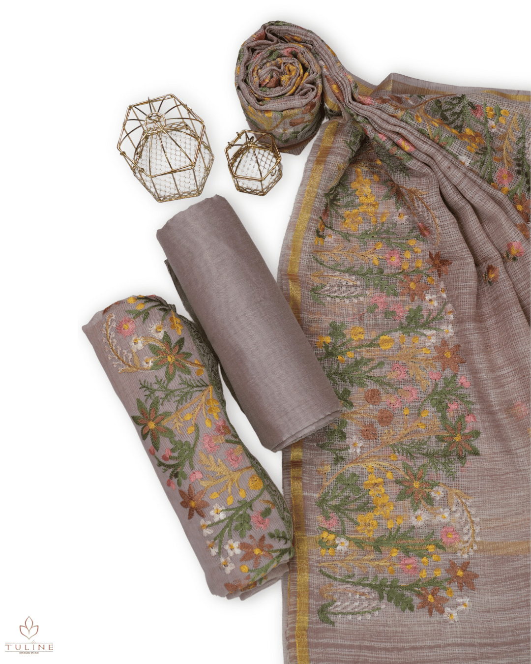 Net Cotton Churidar Material - Light Greyish Pink - Product Code 10019