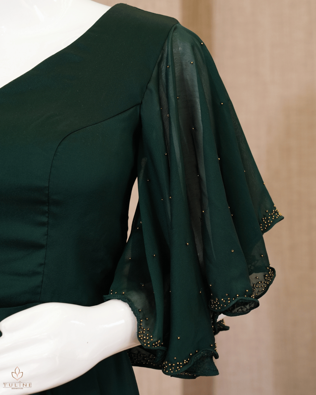 Umbrella Top in Glazing Chiffon- Deep Forest Green - Product Code 10329