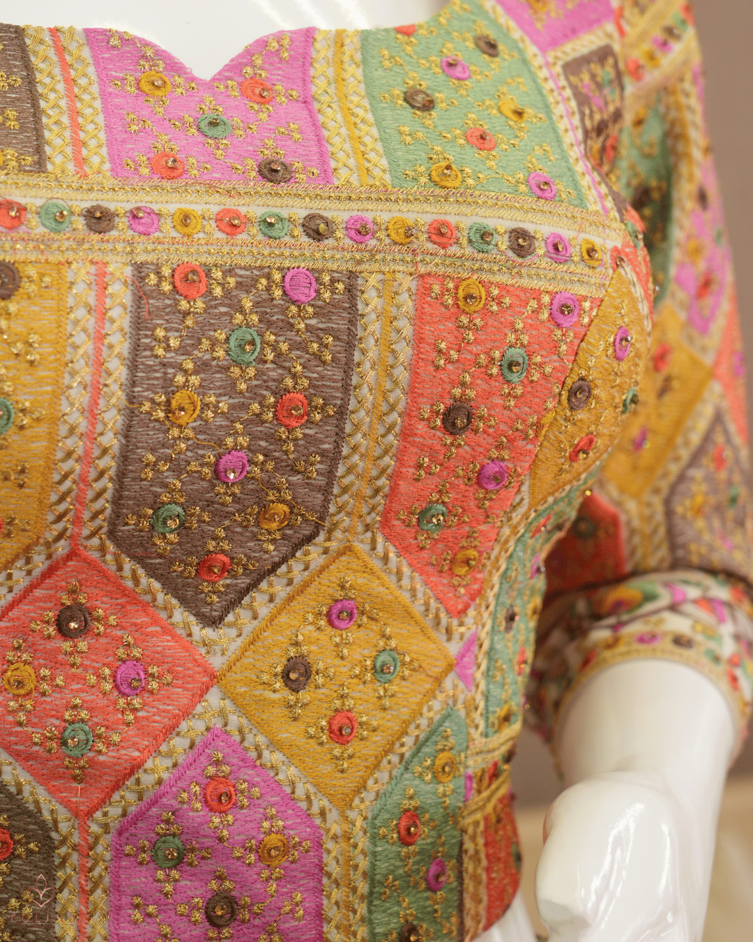 Vibrant Multi-Color Thread & Stone Work Gagra Set (Large)- Product Code 10297