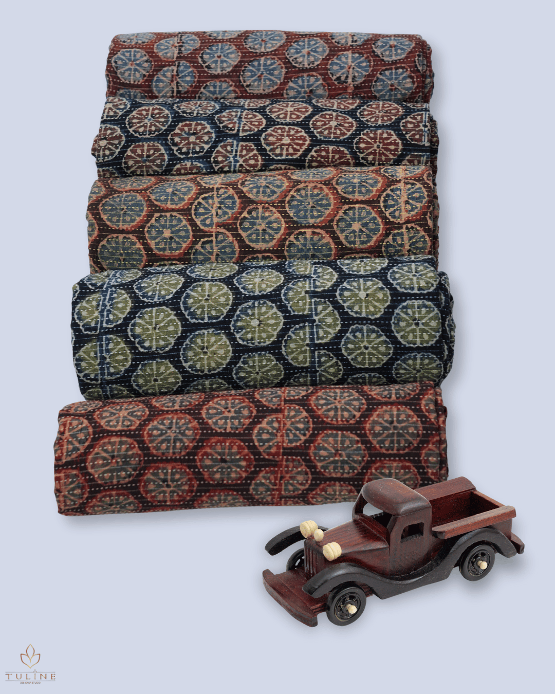 Cotton Ajrak Kantha Print - Dark Blue - Product Code 10069