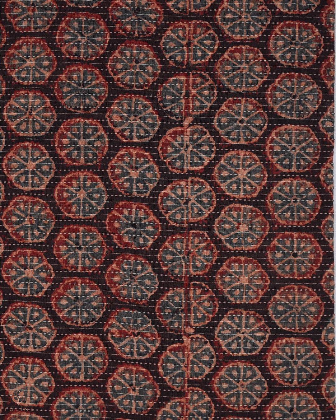 Cotton Ajrak Kantha Print - Brick Orange - Product Code 10073