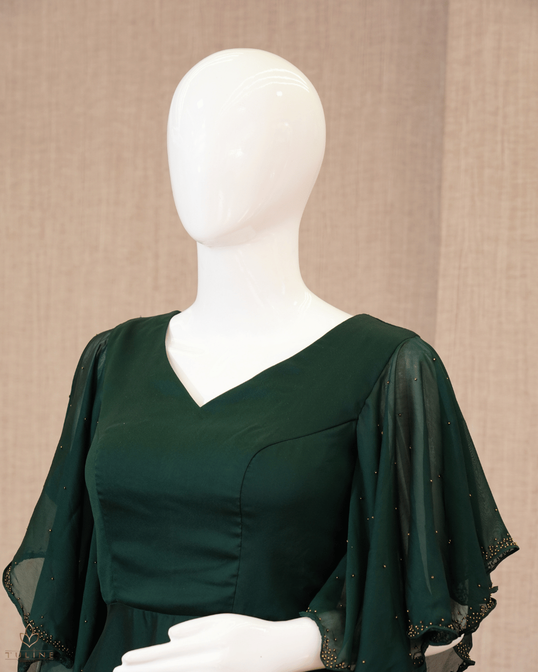 Umbrella Top in Glazing Chiffon- Deep Forest Green - Product Code 10329