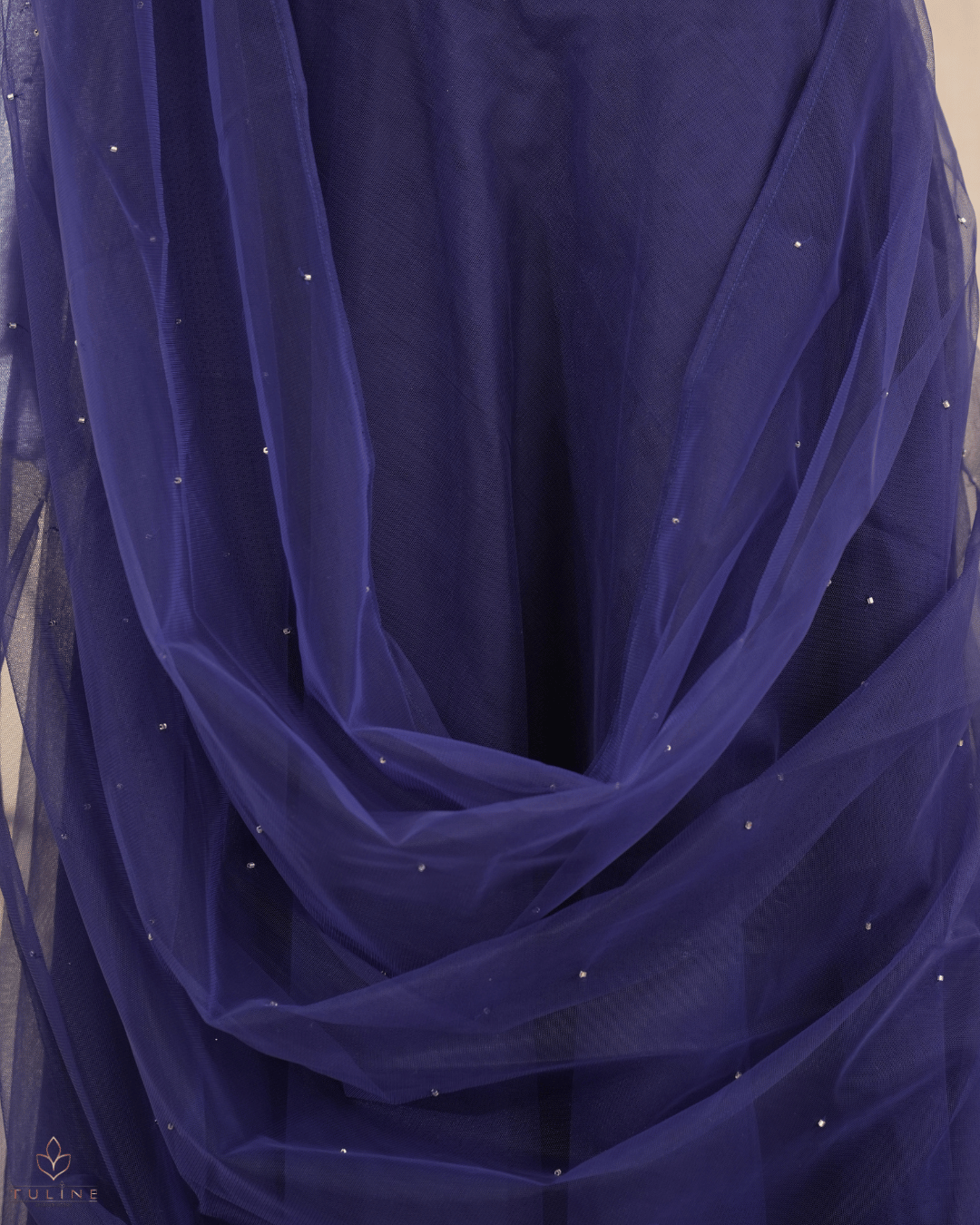 Sophisticated Navy Blue Net Crop Top Lehenga - Product Code 10298