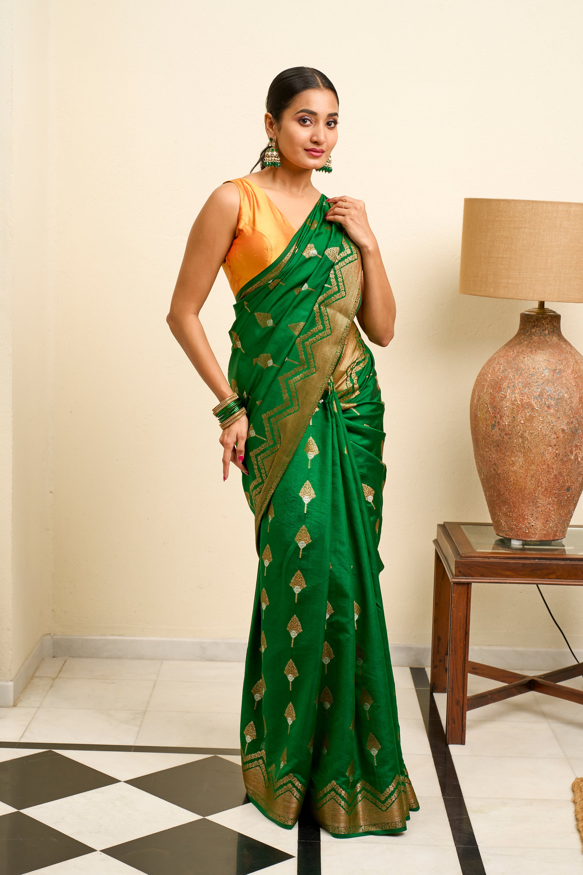 Shamrock Green Banarasi Silk Saree