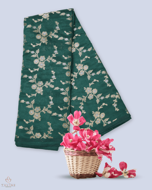 Banarasi Fabric - Dark Jade Green - Product Code 10248