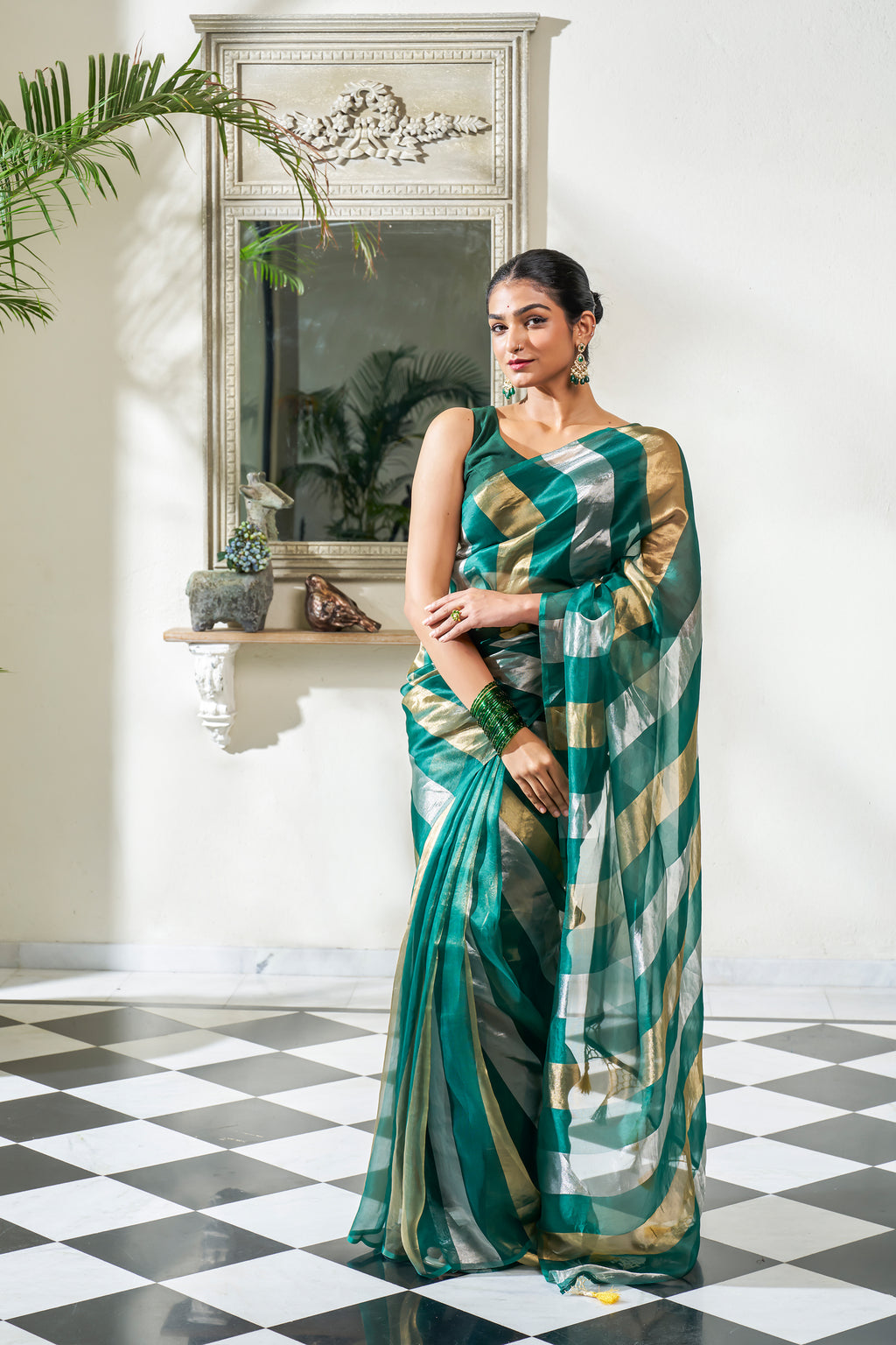 Multi Color Organza Silk Saree