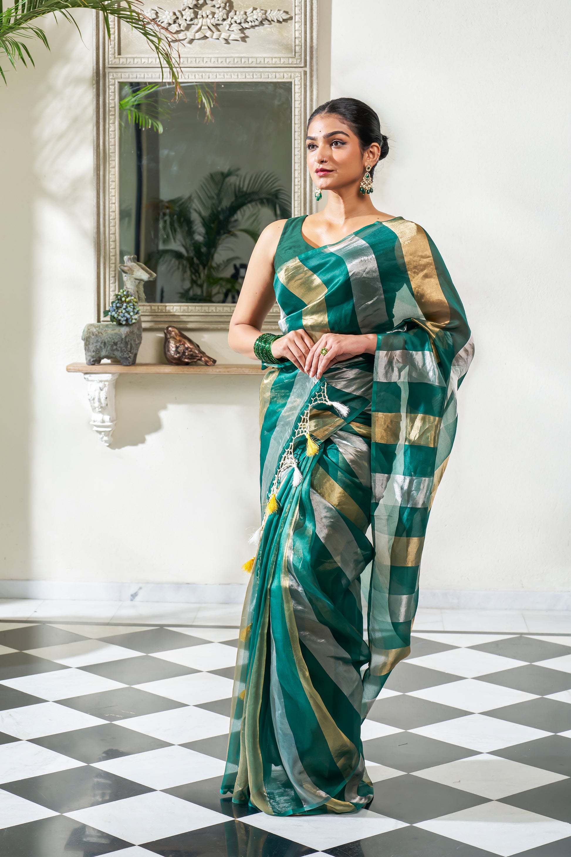 Multi Color Organza Silk Saree