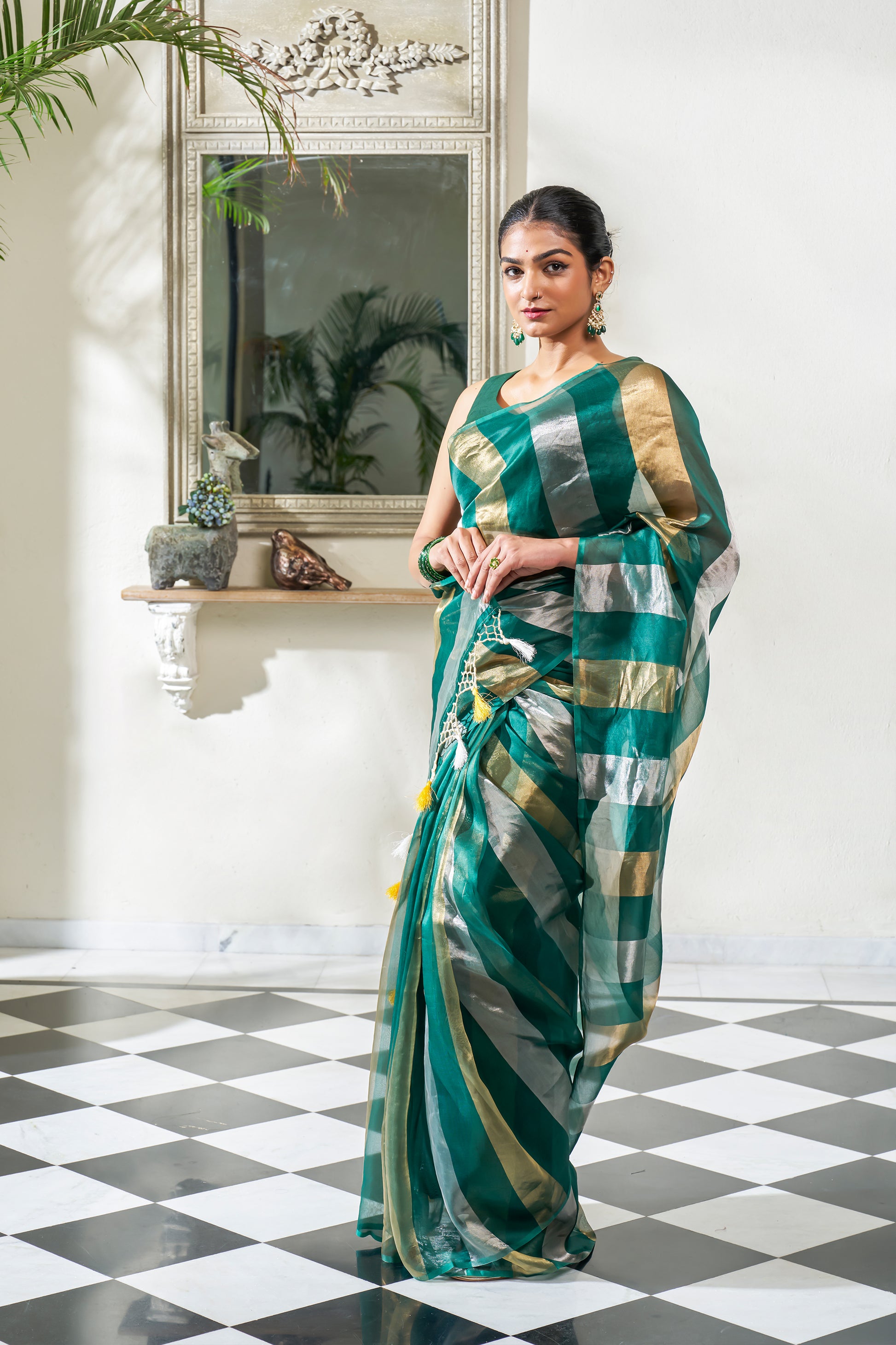 Multi Color Organza Silk Saree