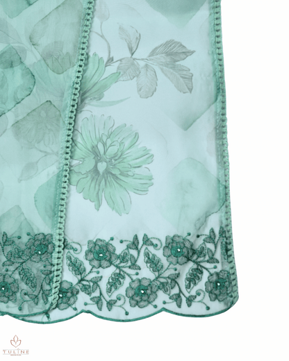 Organza Churidar Material - Pista Green -  Product Code 10002