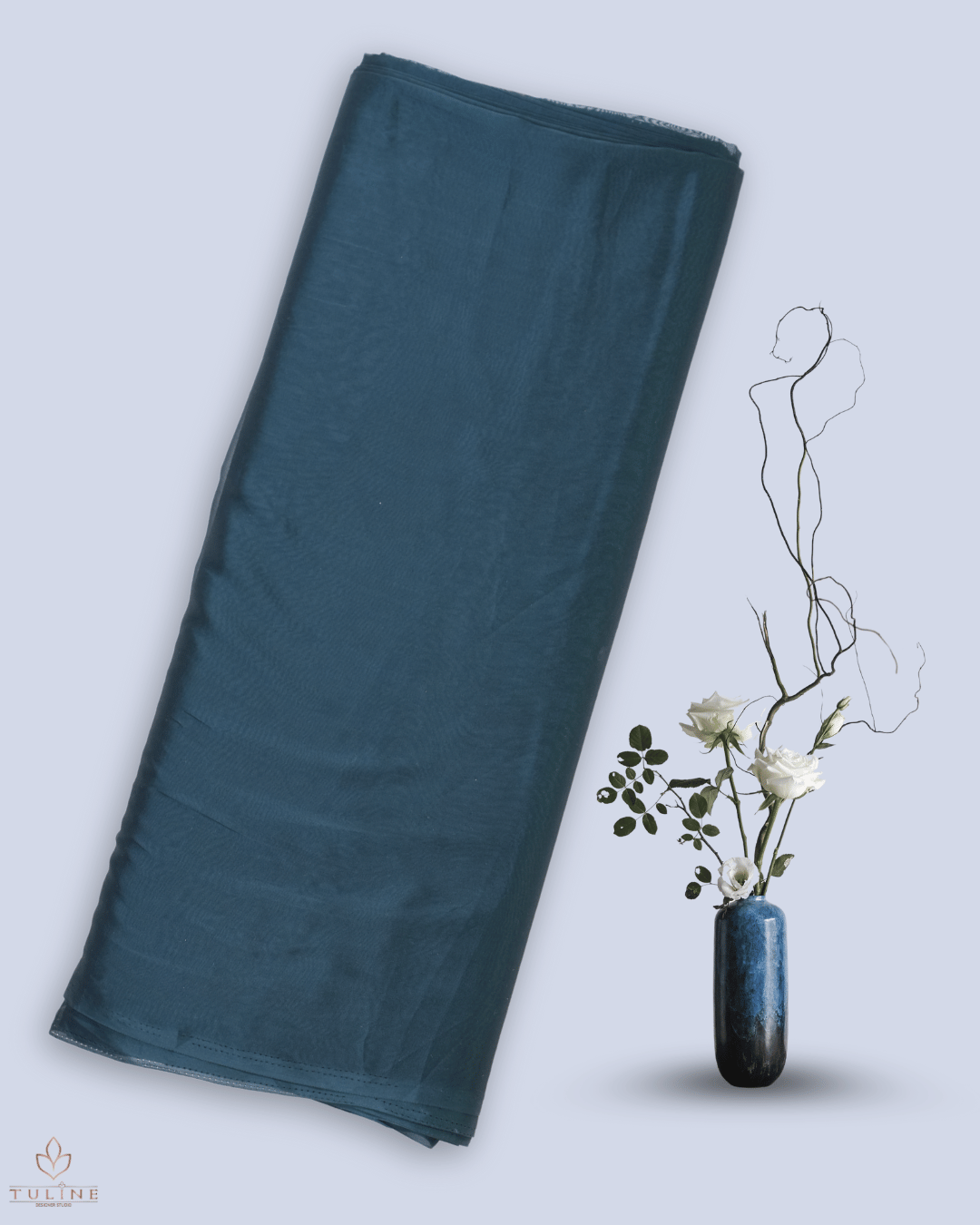Chiffon Fabric - Deep Teal Blue - Product Code 10377