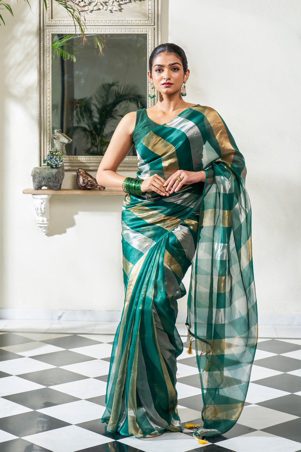Multi Color Organza Silk Saree