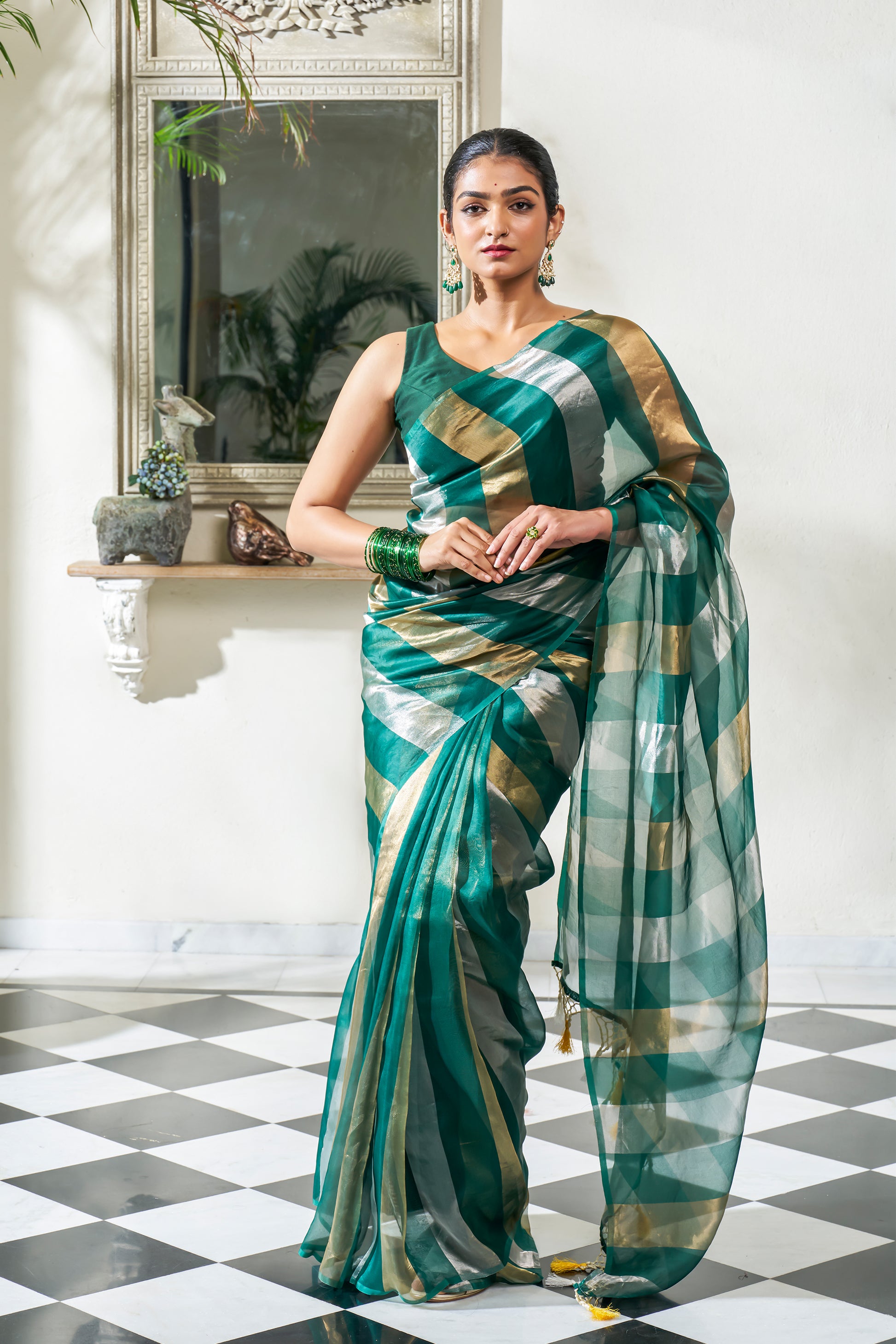Multi Color Organza Silk Saree