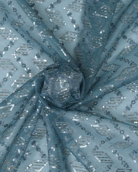 Net Fabric - Pale Steel Blue - Product Code 10213