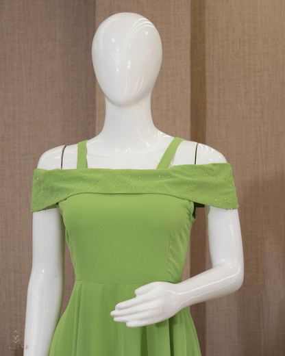 Umbrella Frock in Parrot Green Chiffon - Product Code 10330