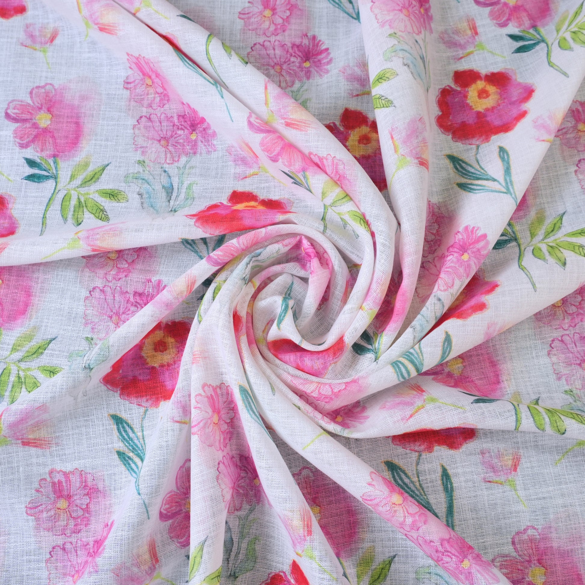 White & Pink Cotton Linen