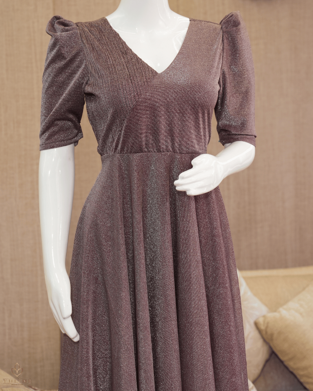 Elegant Dune Brown Handworked Gown - Product Code 10305