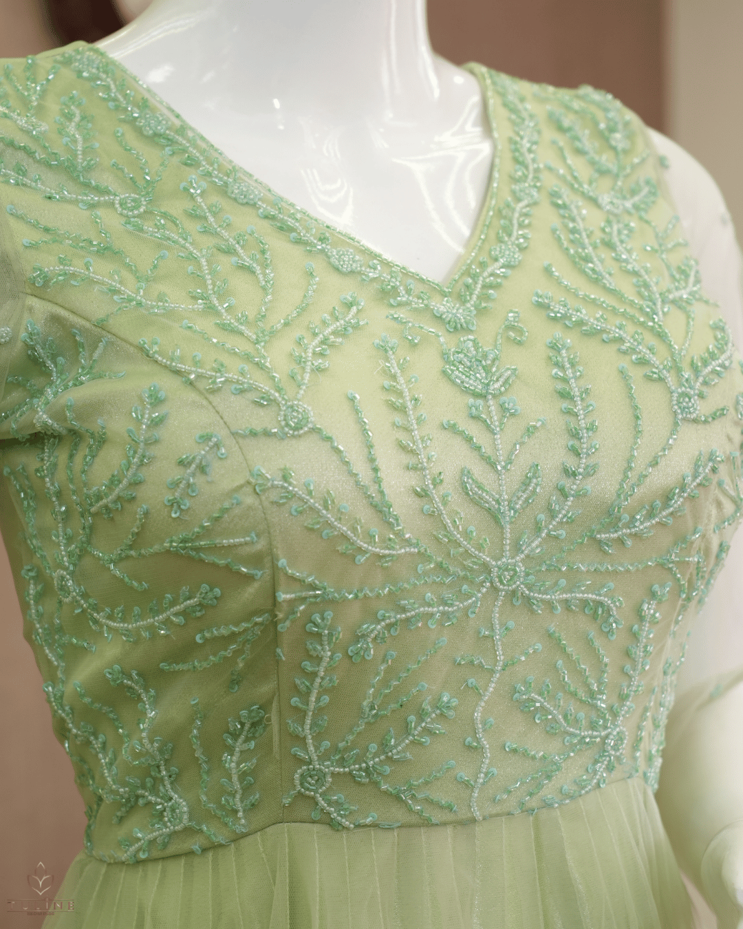 Comfortable Net Gown with Handwork and Flair Cut - Product Code 10306