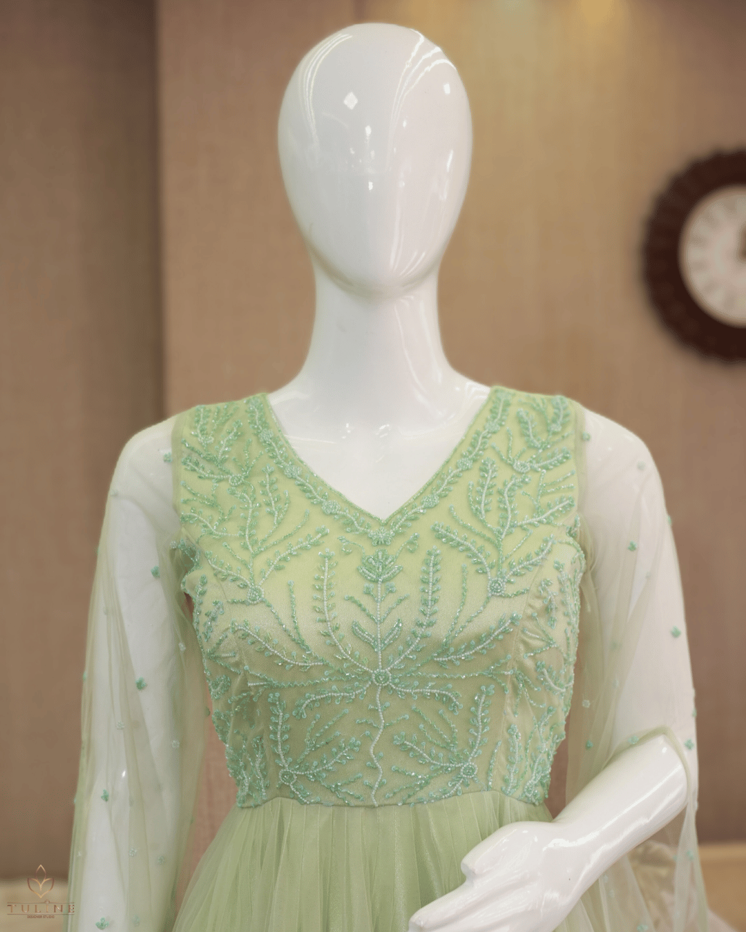 Comfortable Net Gown with Handwork and Flair Cut - Product Code 10306