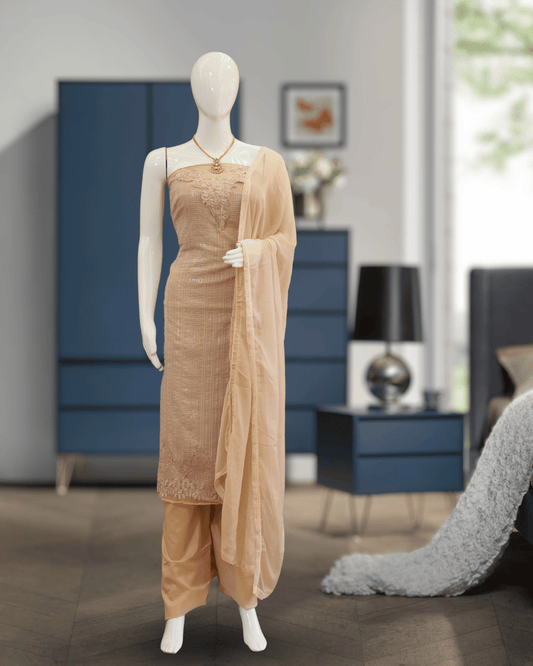 Chiffon Churidar Material - Beige - Product Code 10219