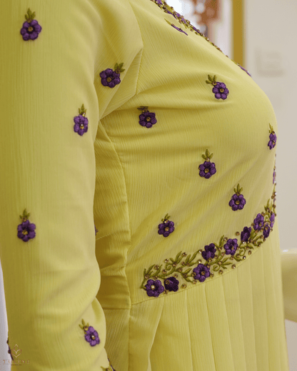 Elegant Violet A-Line Top with Golden Accents - Product Code 10310
