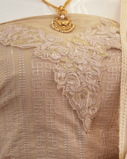 Chiffon Churidar Material - Beige - Product Code 10219